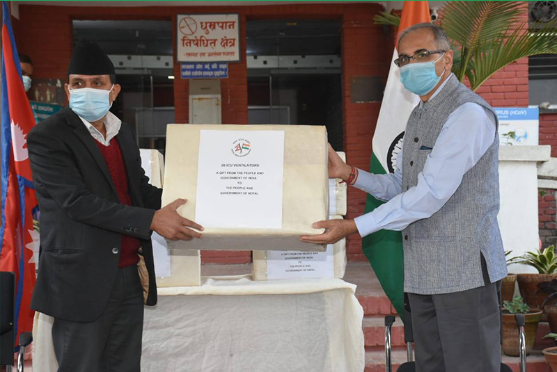 भारतद्वारा नेपाललाई २८ वटा भेन्टिलेटर सहयोग