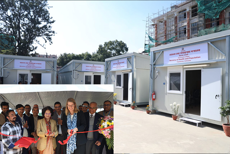 विश्व स्वास्थ्य संगठनद्वारा स्वास्थ्य मन्त्रालयलाई प्रिफ्याब भवन हस्तान्तरण